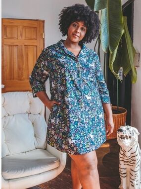 Printfresh Unicorn's Garden - Sleep Shirt - Indigo